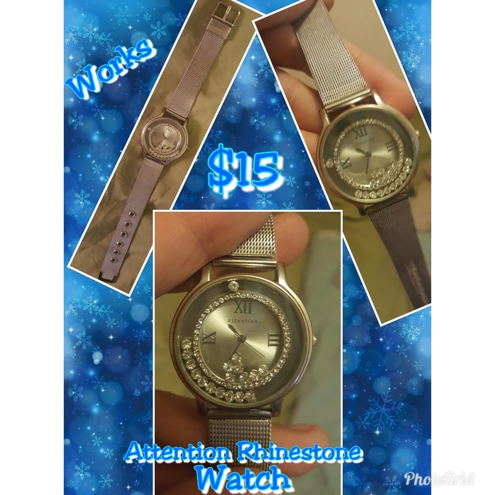 Attention Brand Loose Rhinestone Statement Watch